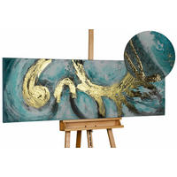 ÖLGEMÄLDE 150/50 cm - Türkis/Weiß, Holz/Textil (1.9/50cm) - KUNSTLOFT