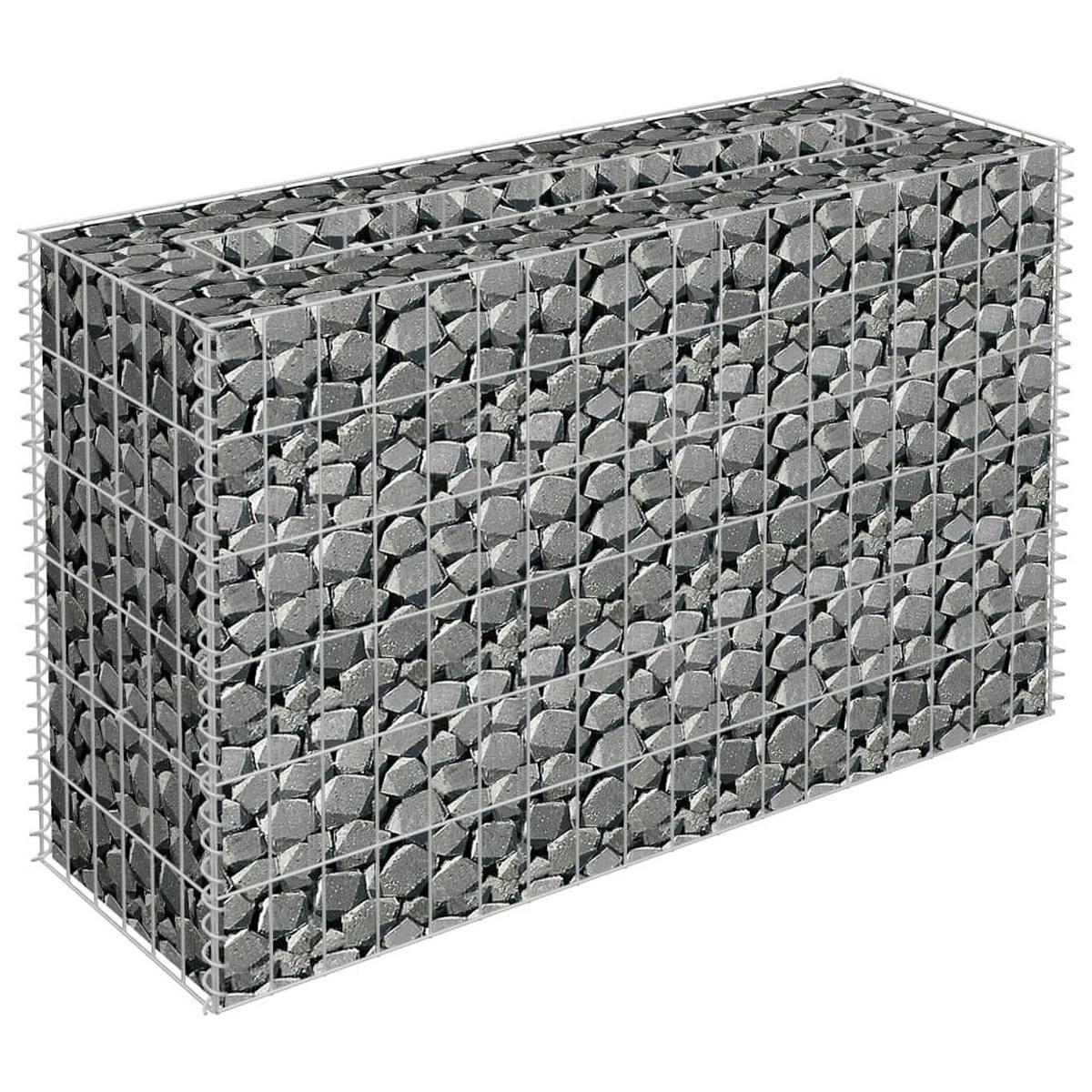GABIONEN Hochbeet ROON aus Stahl | 90x30x60cm | Steinkorb Gabionengitter - Silberfarben, Metall (90/60/30cm) - DELUKE