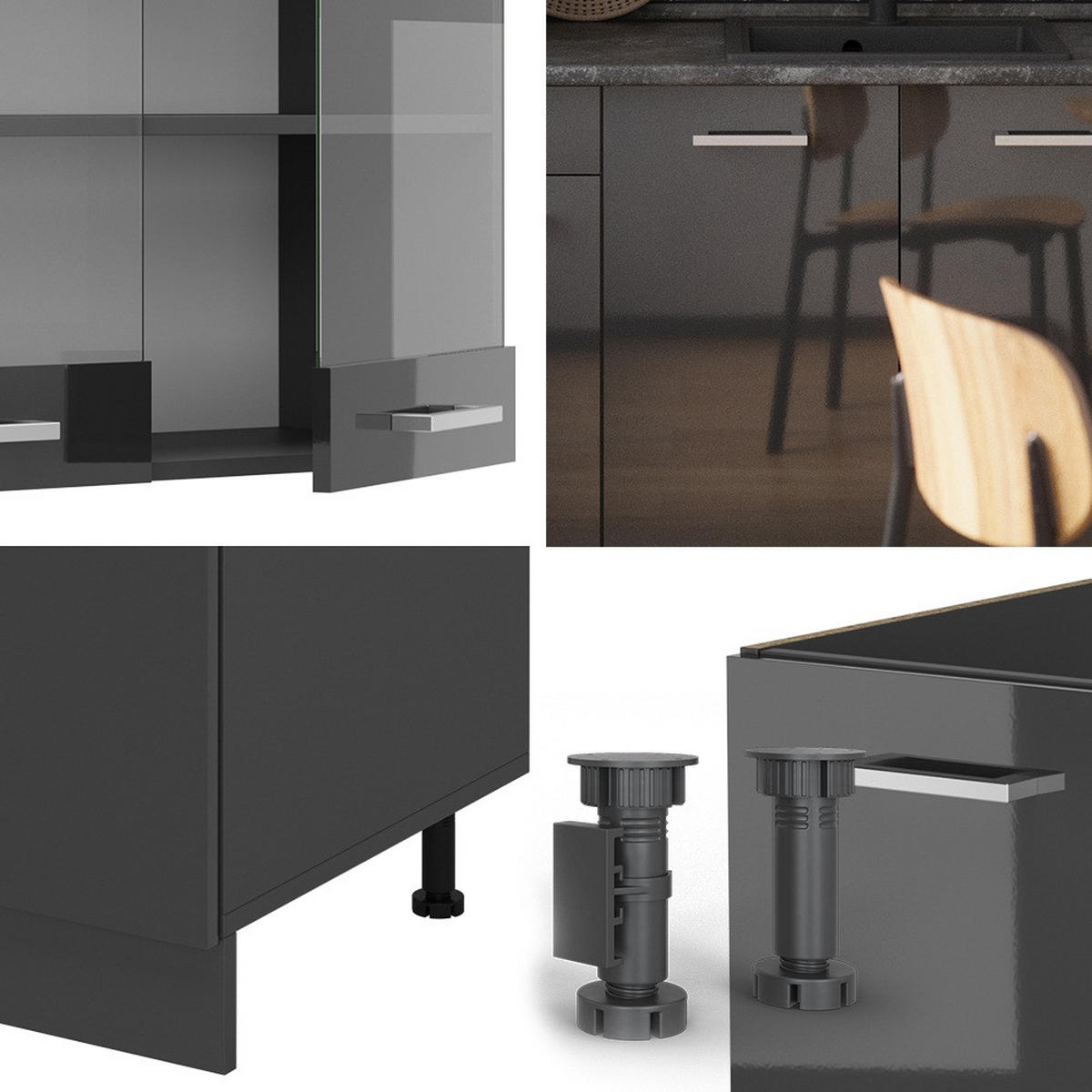 Schwarz Hochglanz/Anthrazit, Holzwerkstoff (140/81.6/60cm) - Vicco