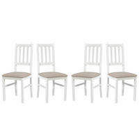 STUHL Bos 4 (4er Set) - Weiß/Mokka, Holz (43/94/40cm) - Leaf Design