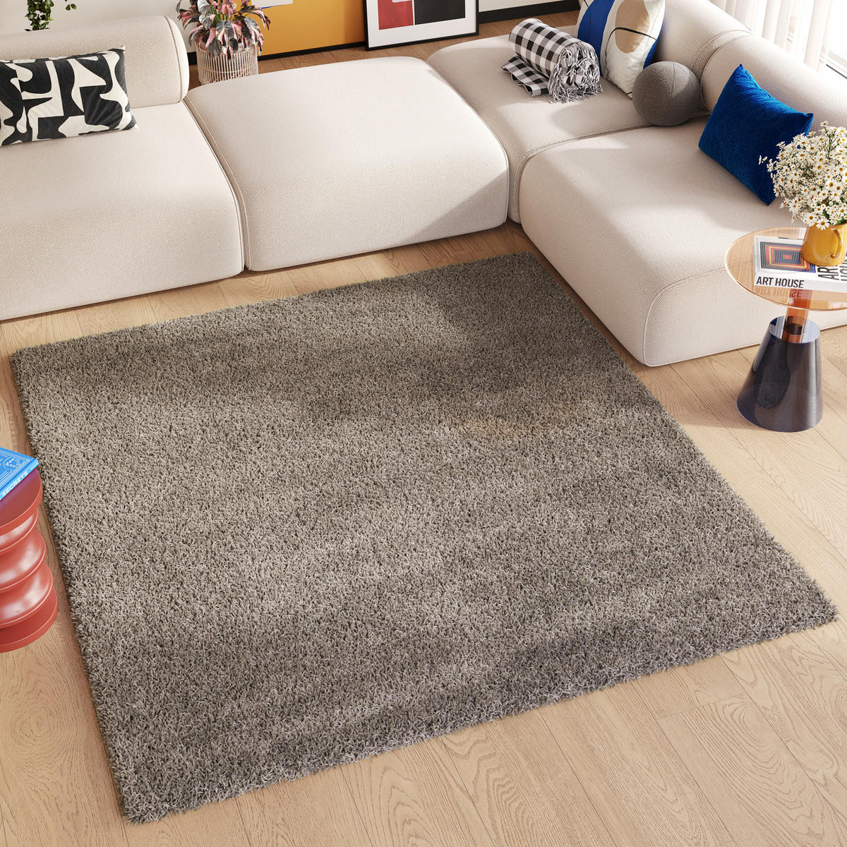 TEPPICH ESSENCE SQUARE Dunkelgrau 160/160 cm - Dunkelgrau, Kunststoff (160/160cm) - Tapiso