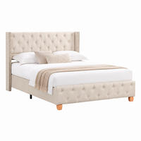 POLSTERBETT mit Lattenrost 140x190 cm Leinen Beige - Beige, Holz (140/190cm) - Meubliv