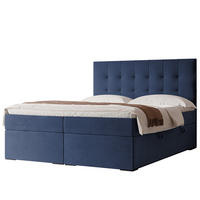 BOXBETT IMPERIAL 160/200 cm, in Marineblau, mit Matratze und Topper - Dunkelblau, Holzwerkstoff/Textil (160/200cm) - Idohome