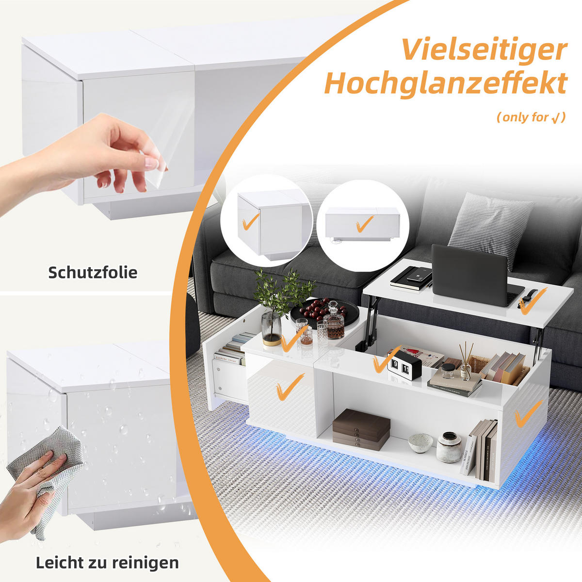 COUCHTISCH White - Weiß, Holzwerkstoff (100/50/40cm)