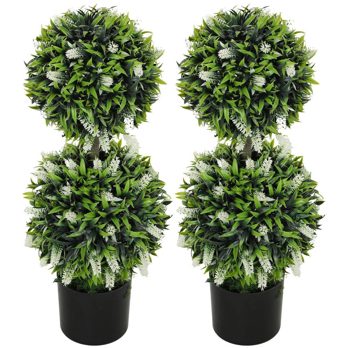 KUNSTPFLANZEN 2er-Set DE-08641 Lavendelstämmchen im Blumentopf Lila+Grün - Weiß, Kunststoff (70cm) - ComfortXL
