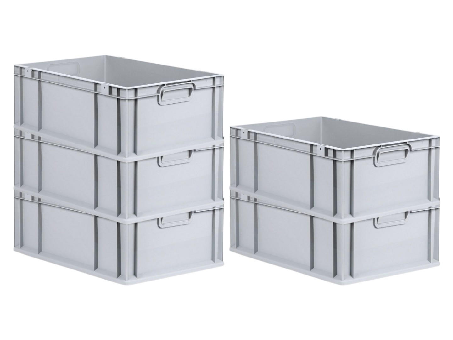EUROBOX 5x Nextgen Economy Griffe Geschlossen 22x40x60cm 44 Liter - Grau, Kunststoff (40/22/60cm) - PROREGAL