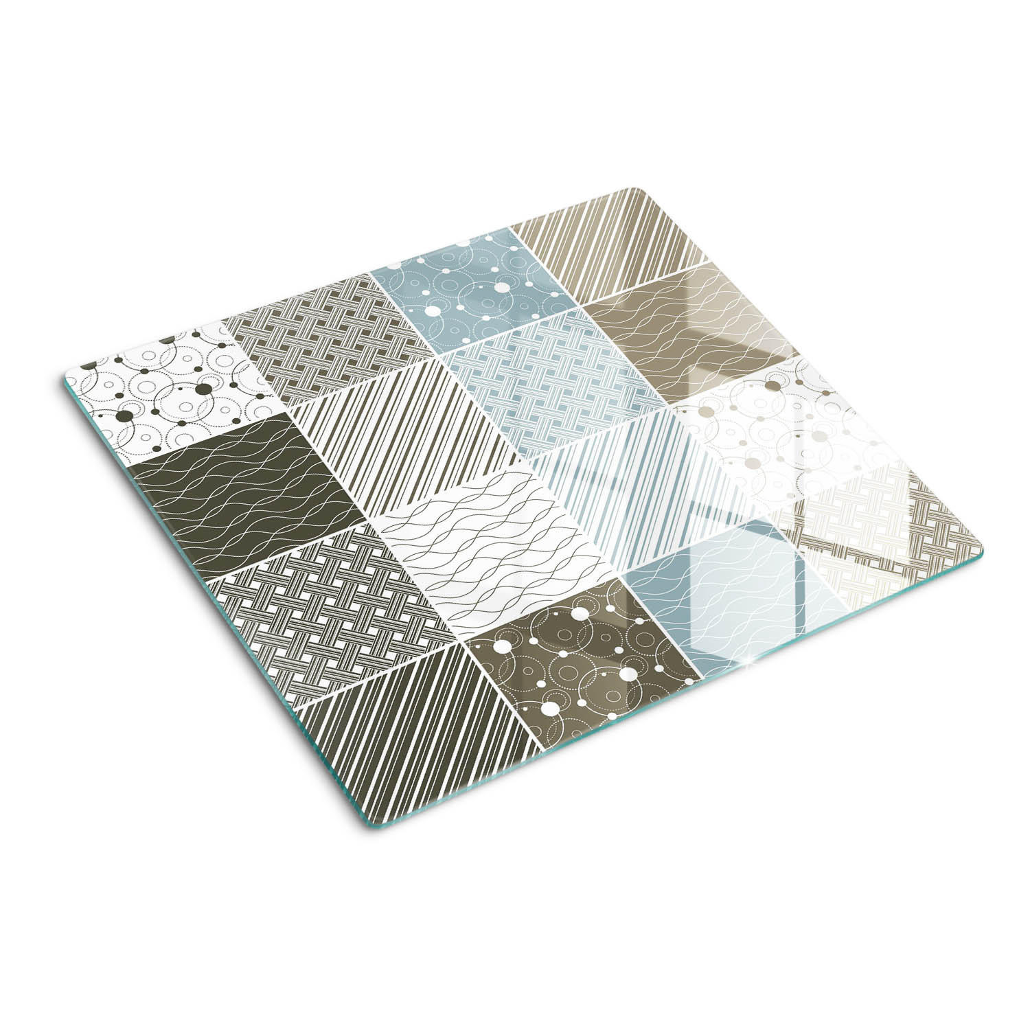 GLASPLATTE 60x52 cm Geometrisches Muster - Weiß Hochglanz/Weiß, Glas (60/0.4/52cm) - TULUP
