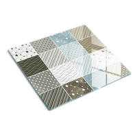 GLASPLATTE 60x52 cm Geometrisches Muster - Weiß Hochglanz/Weiß, Glas (60/0.4/52cm) - TULUP