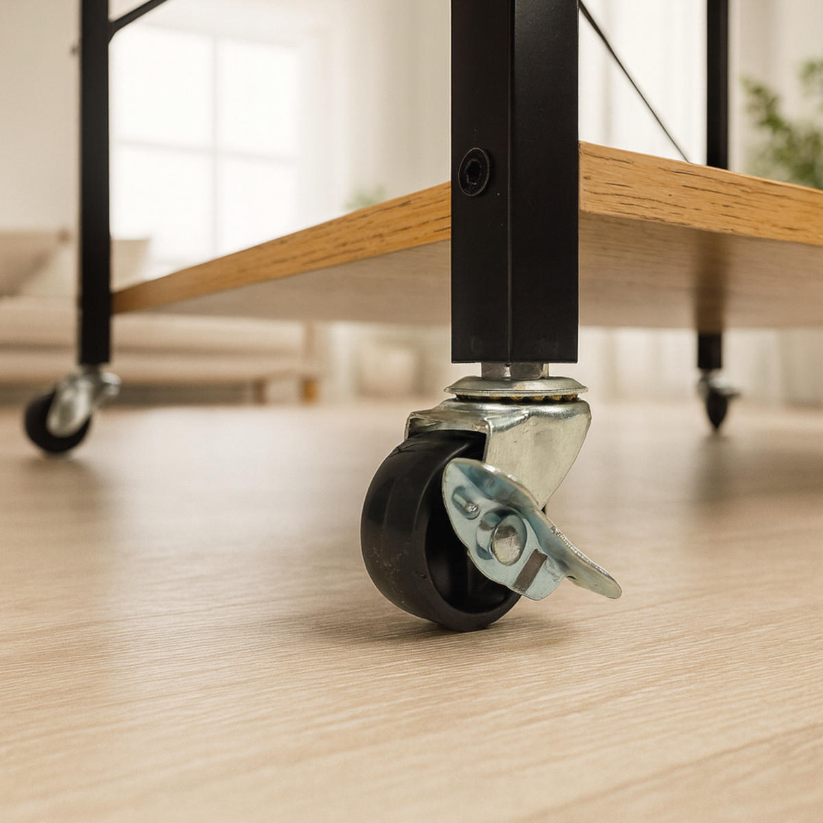 KÜCHENREGAL Holzoptik Metall Eichefarben Schwarz mit Rollen 60×40×90 cm - Eichefarben/Schwarz, Holzwerkstoff/Metall (60/90/40cm) - Begryf