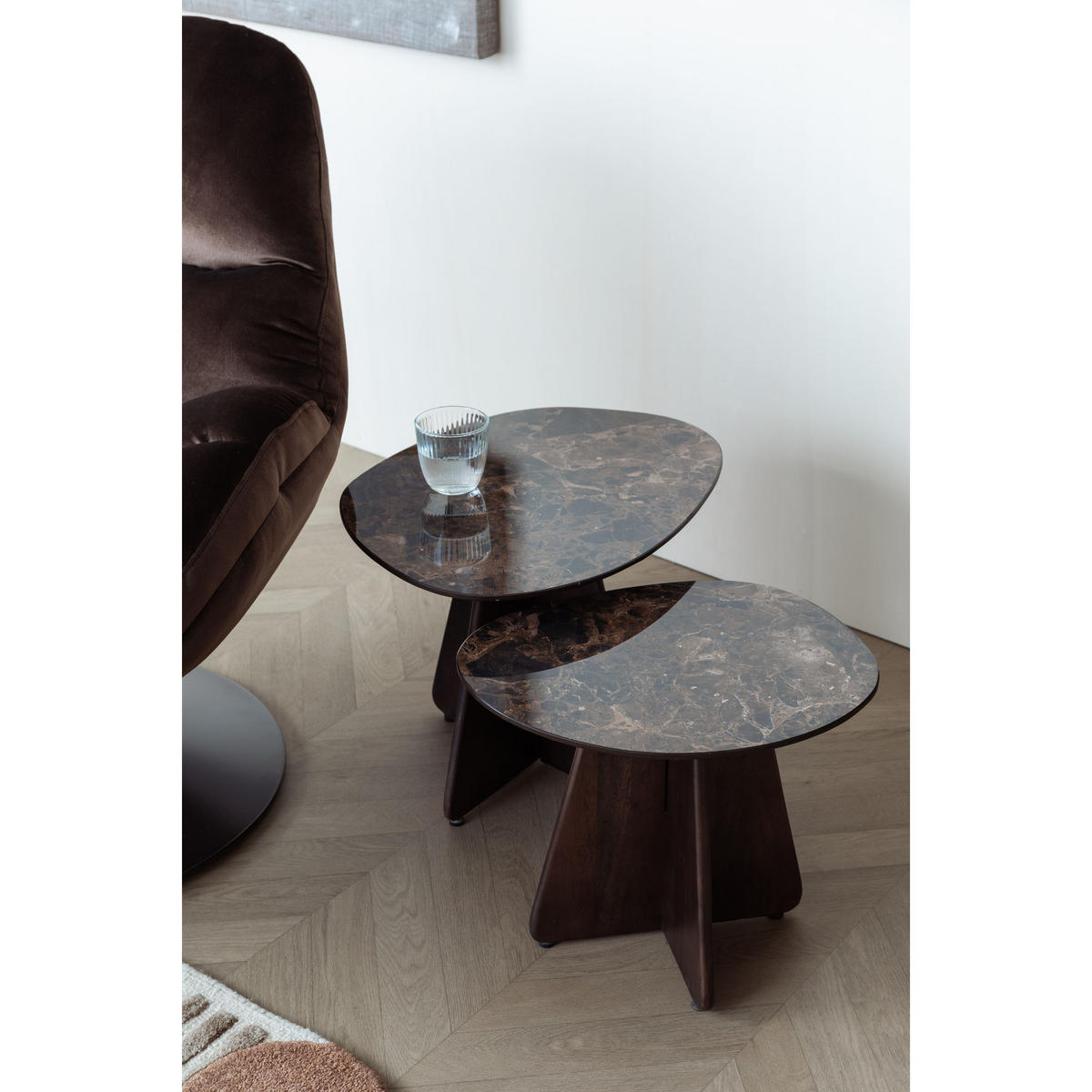 BEISTELLTISCH Naut Organisch / 2er-Set - Braun, Holz (53/39/40cm) - Housecraft Living