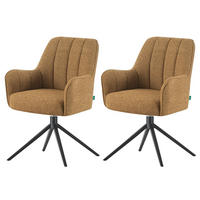 ESSZIMMERSTUHL THOMAS-ZARA 2er-Set 360°drehbar - Currygelb, Textil (58/88/62cm) - DUBI Möbel
