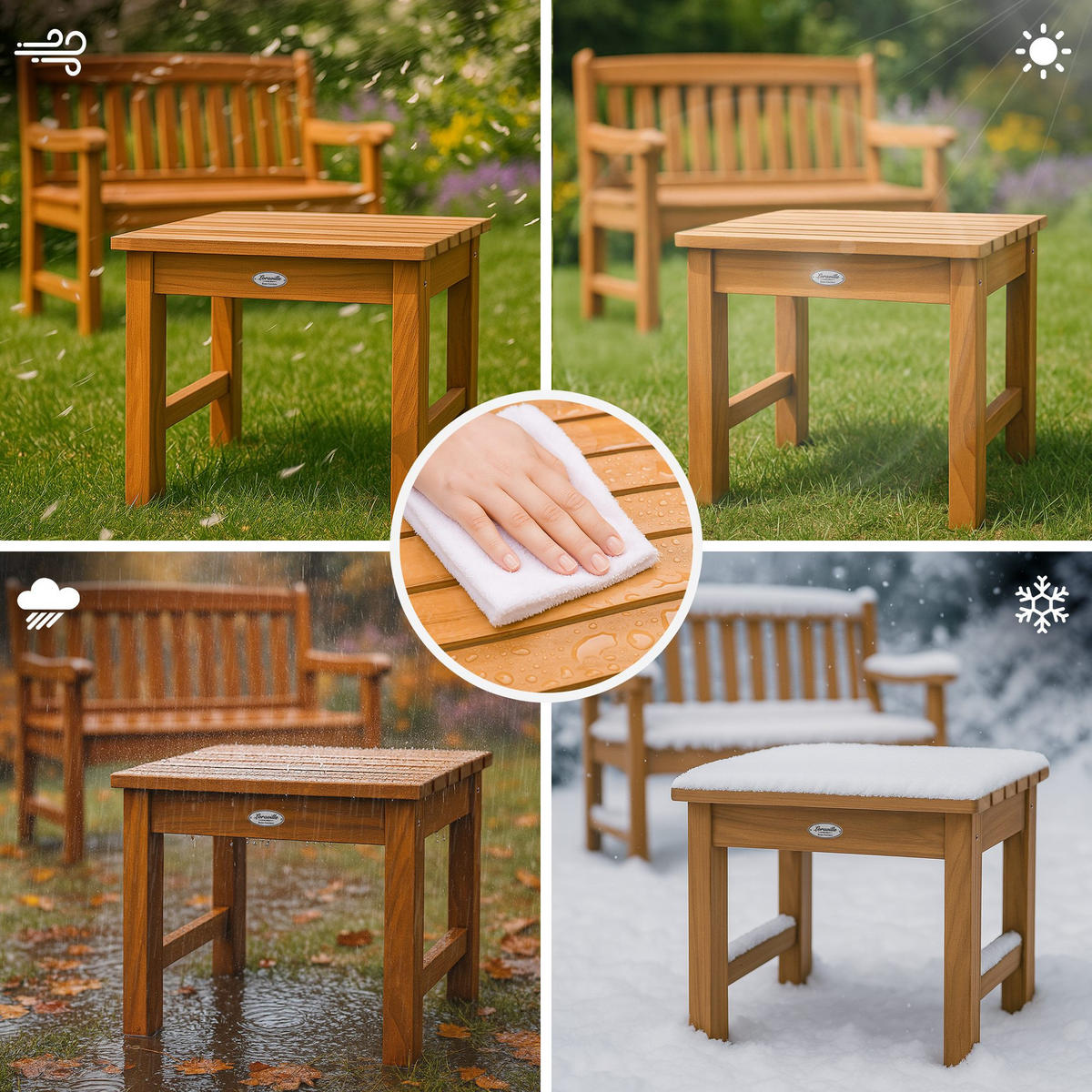 BEISTELLTISCH eckig 51/39/43 cm Holz Teak - Braun/Teakfarben, Holz (39/51/43cm) - CLP