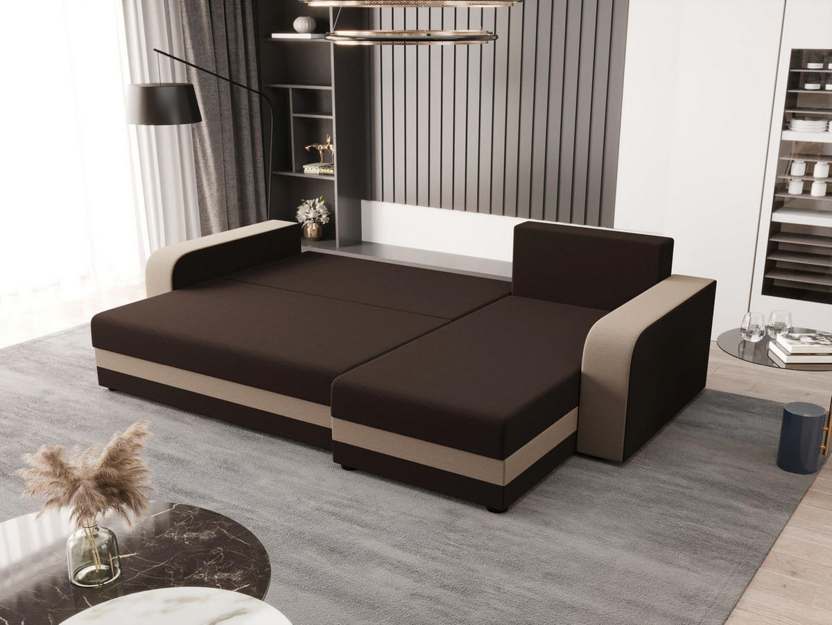 ECKSOFA HEWLET L BIS Rainbow 41+05 Rechts mit Schlaffunktion - Braun, Textil (240/140cm) - Bedante