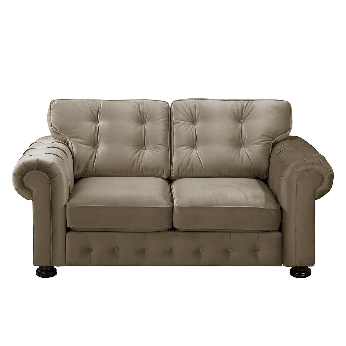 POLSTERGARNITUR (3-2) - Samt - Hellbraun, Textil (1/1/1cm) - home24