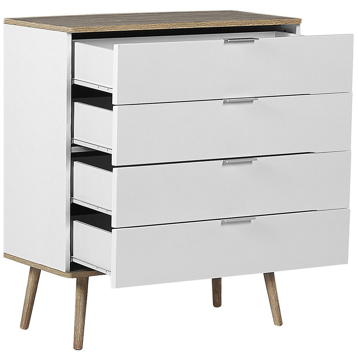 KOMMODE 4 Schubladen weiß/heller Holzfarbton Walpi - Hellbraun/Weiß, Holzwerkstoff (79/93/40cm) - Beliani