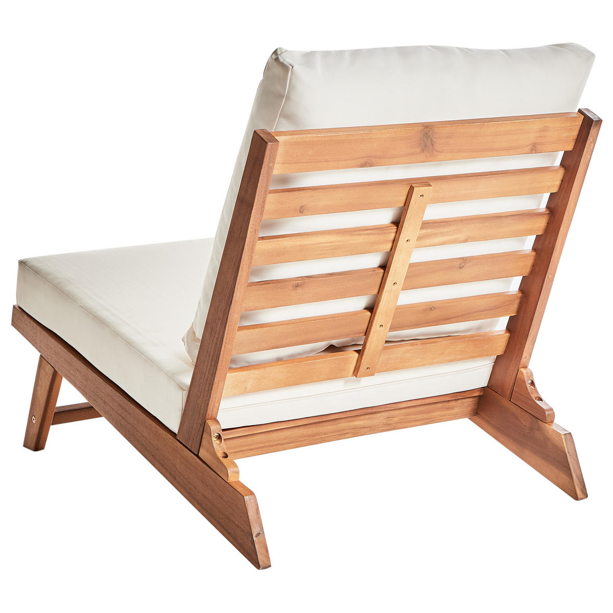 GARTENSESSEL Heller Holzfarbton Micciano - Hellbraun/Weiß, Holz (70/71/91cm) - Beliani