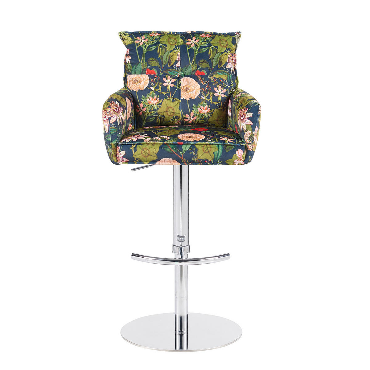 BARHOCKER Kira 2er-Set - Chromfarben/Multicolor, Textil/Metall (55/95/58cm) - DUBI Möbel