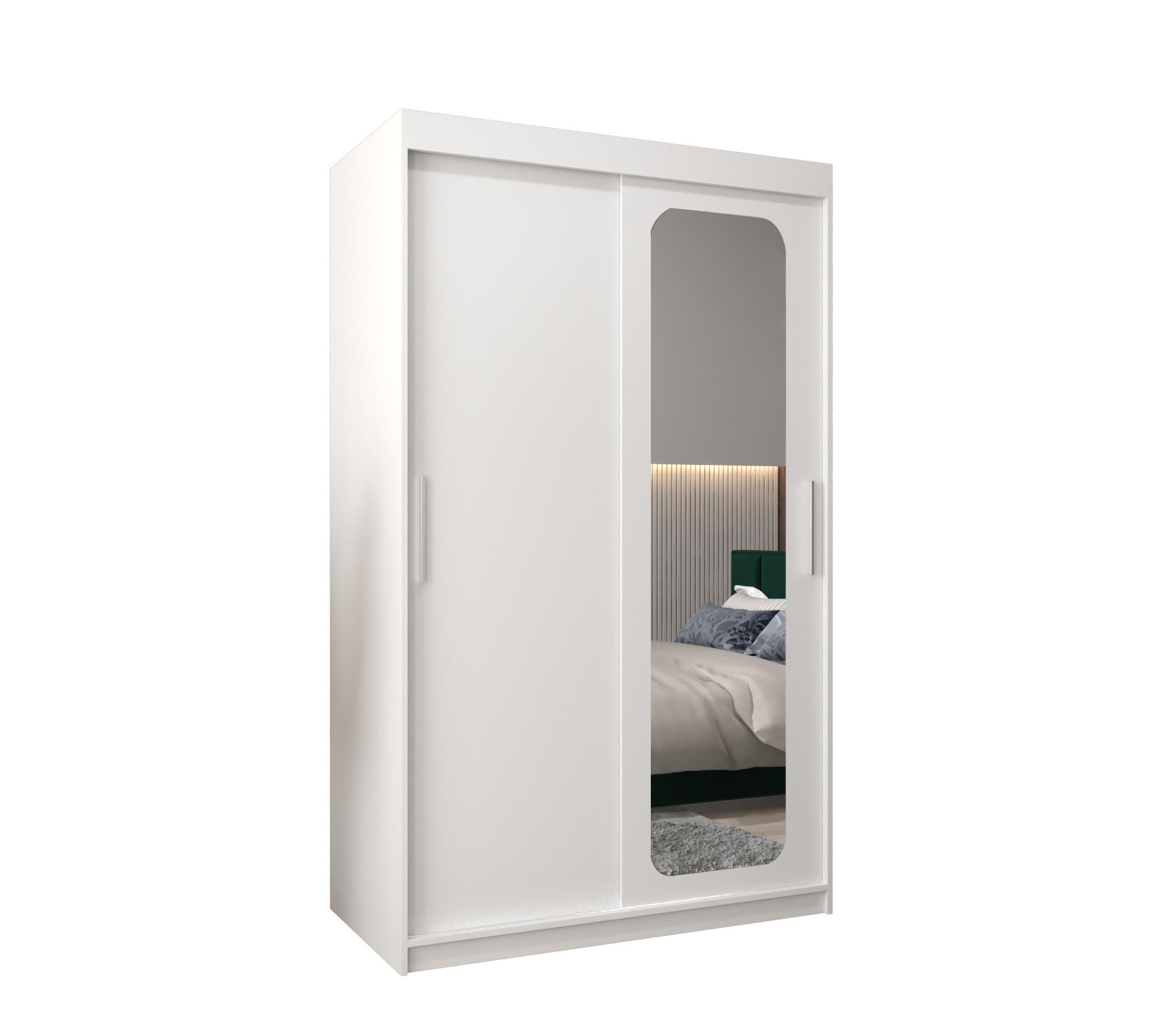 Möbel Kryspol Schwebetürenschrank Weiß 120x200x62 cm