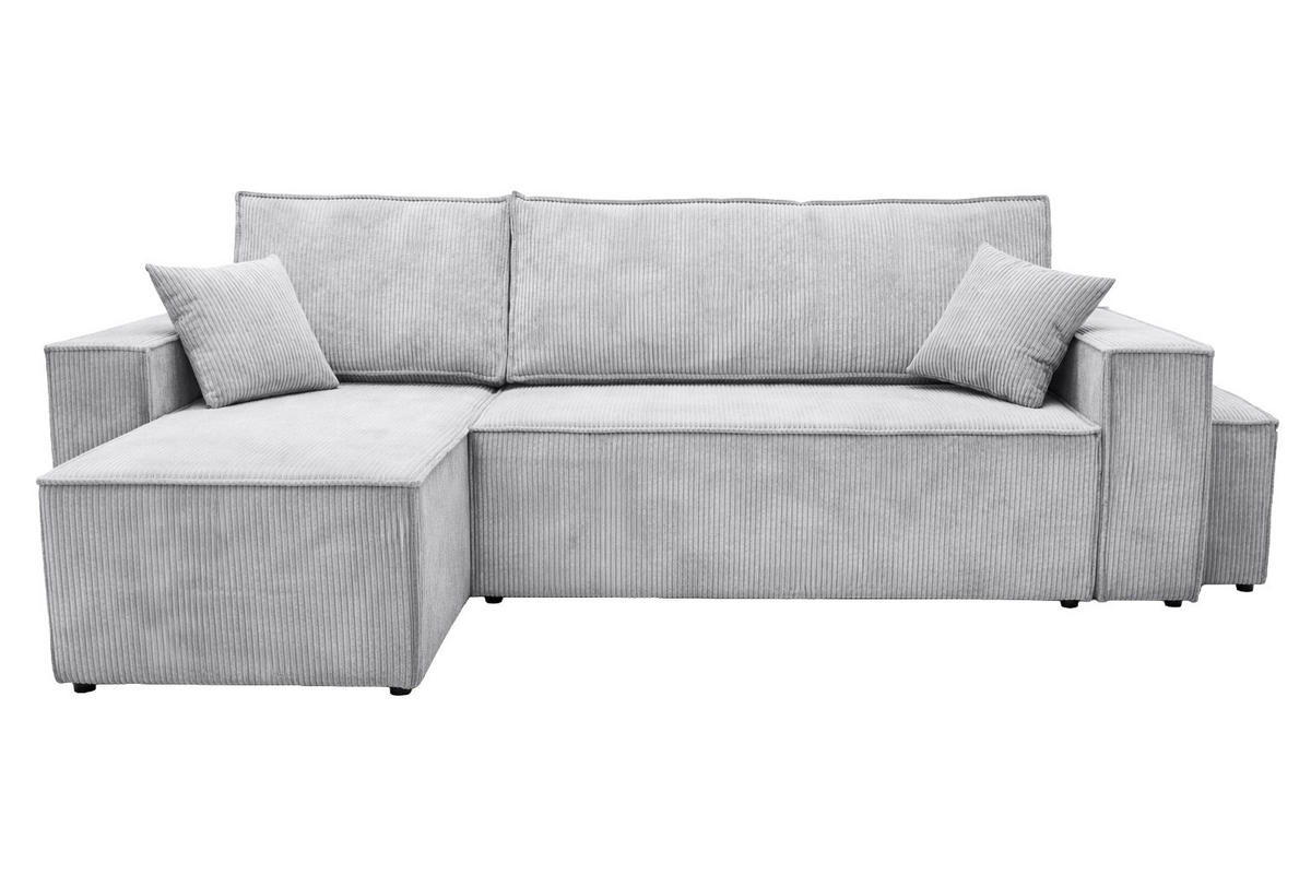 ECKSOFA Mit Schlaffunktion Und Pouf, Cordstoff Poso, Hellgrau, Links, Best L Mit Pouf - Hellgrau, Holz (244/145cm) - Kaiser Möbel
