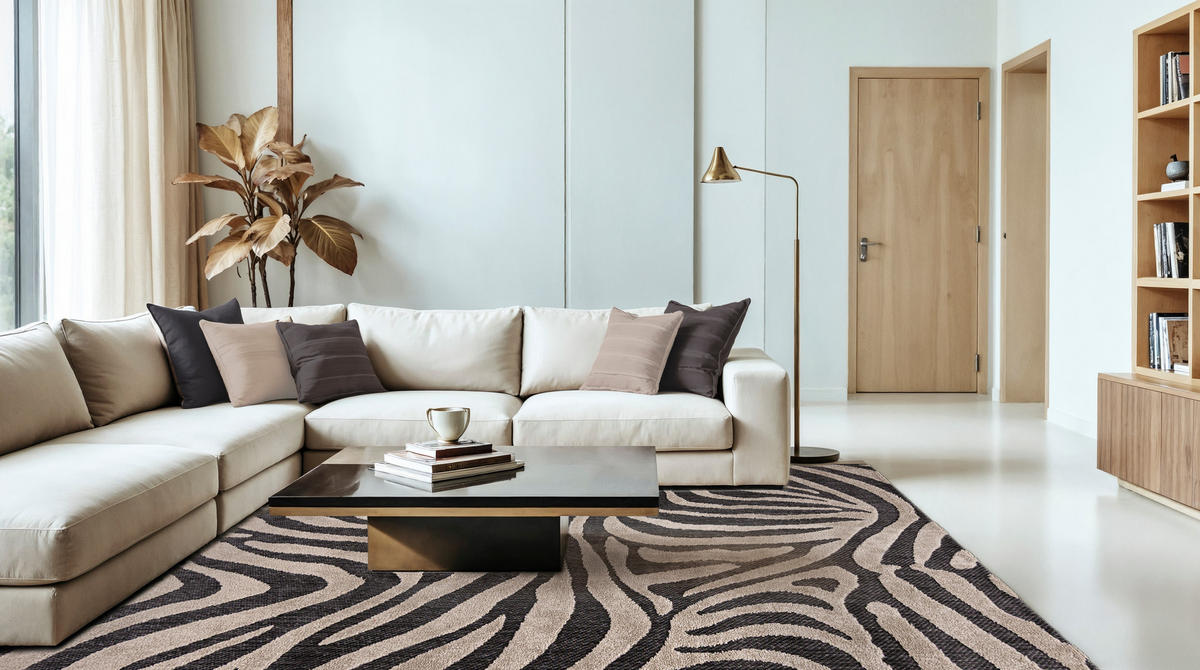 KOBEREC béžový pieskový cappuccino - 120 x 170 cm - čierna/béžová, textil (120/170cm) - Mazovia