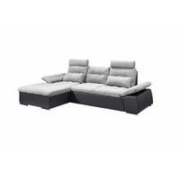 ECKSOFA mit Schlaffunktion und verstellbaren Armlehnen - Chromfarben/Hellgrau, Kunststoff/Textil (268/170cm) - ed exciting design