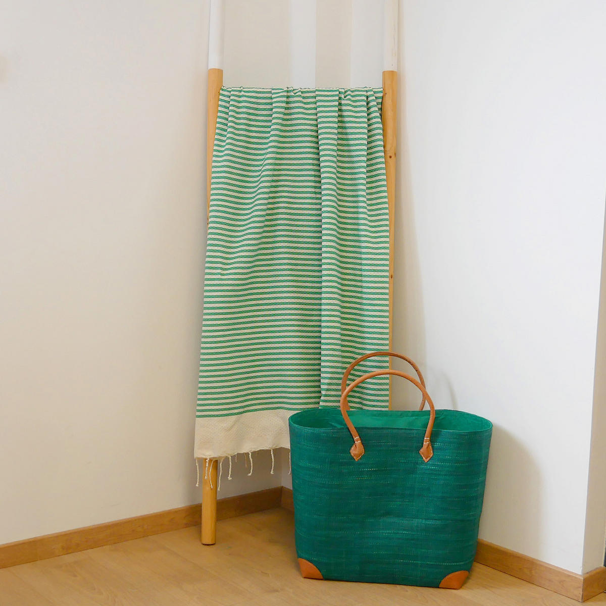 HAMMAMTUCH Traditionelle Yadara 100x200 190g/m² grün - Grün, Textil (100/200cm) - LE COMPTOIR DE LA PLAGE