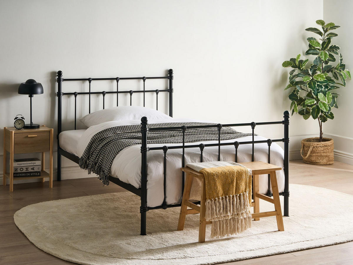 BETT mit Lattenrost 120/200 cm Schwarz Lynx - Schwarz, Metall (120/200cm) - Beliani