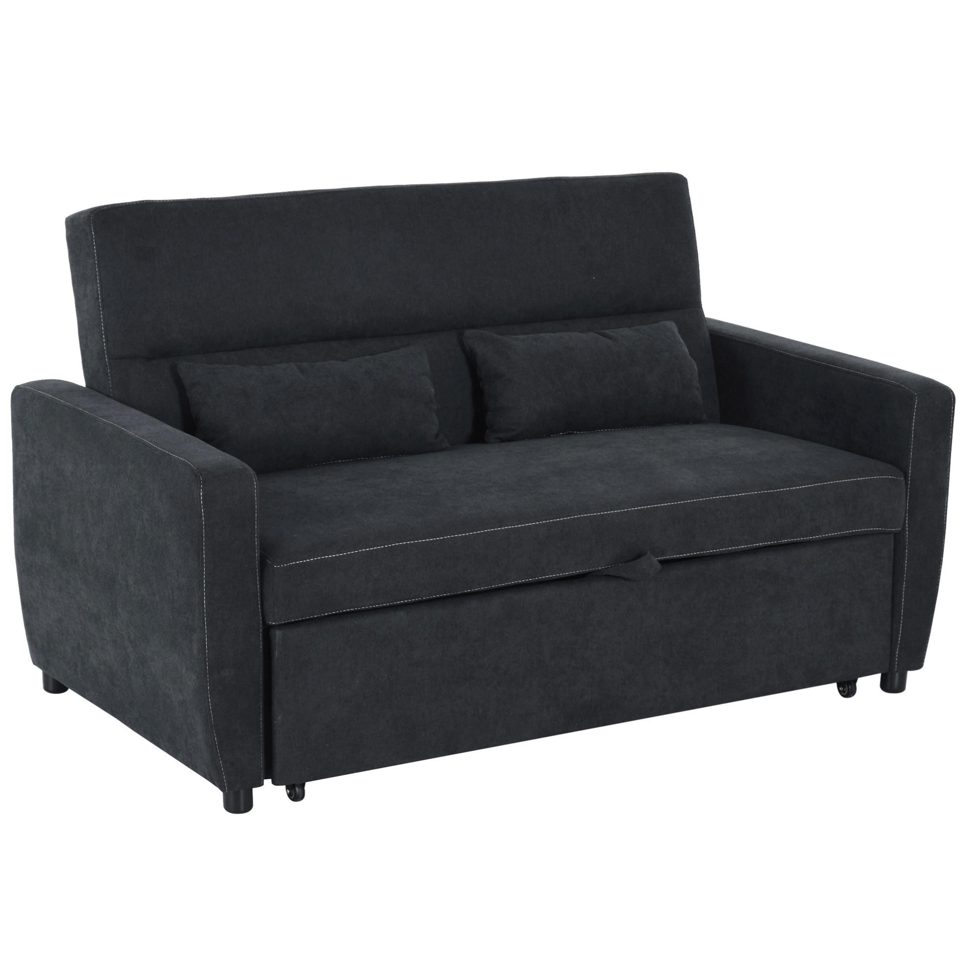 SCHLAFSOFA 155/90/88,5 cm in Schwarz – 3-fach verstellbar - Schwarz, Textil (90/88.5/155cm) - BEAOK