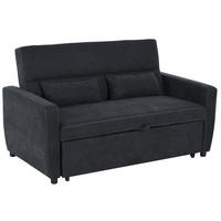 SCHLAFSOFA 155/90/88,5 cm in Schwarz – 3-fach verstellbar - Schwarz, Textil (90/88.5/155cm) - BEAOK