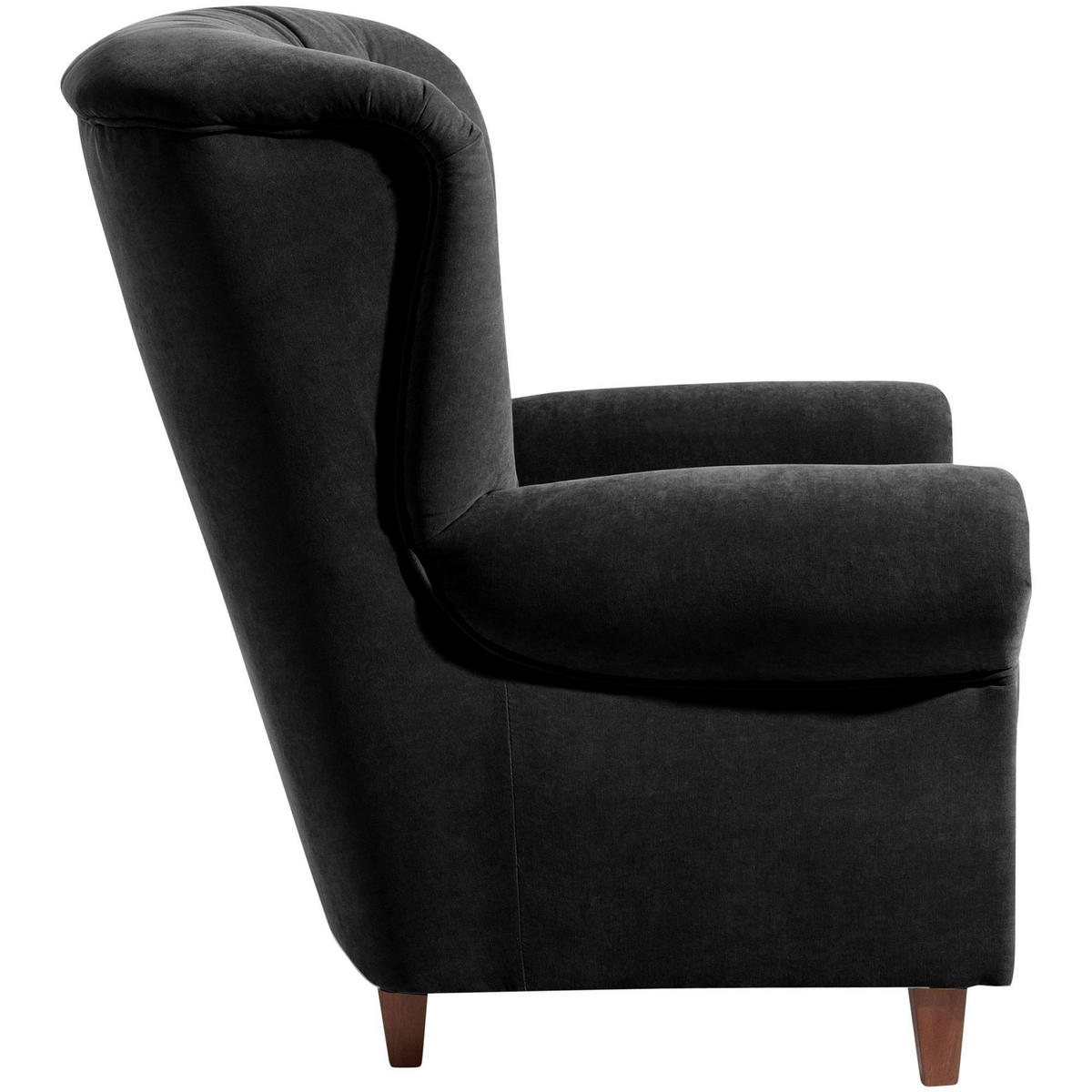 HOCHLEHNSESSEL Katrin Bezug Veloursstoff Buche nussbaum dunkel / schwarz - Schwarz, Kunststoff (91/98/90cm) - 58aufmkessel