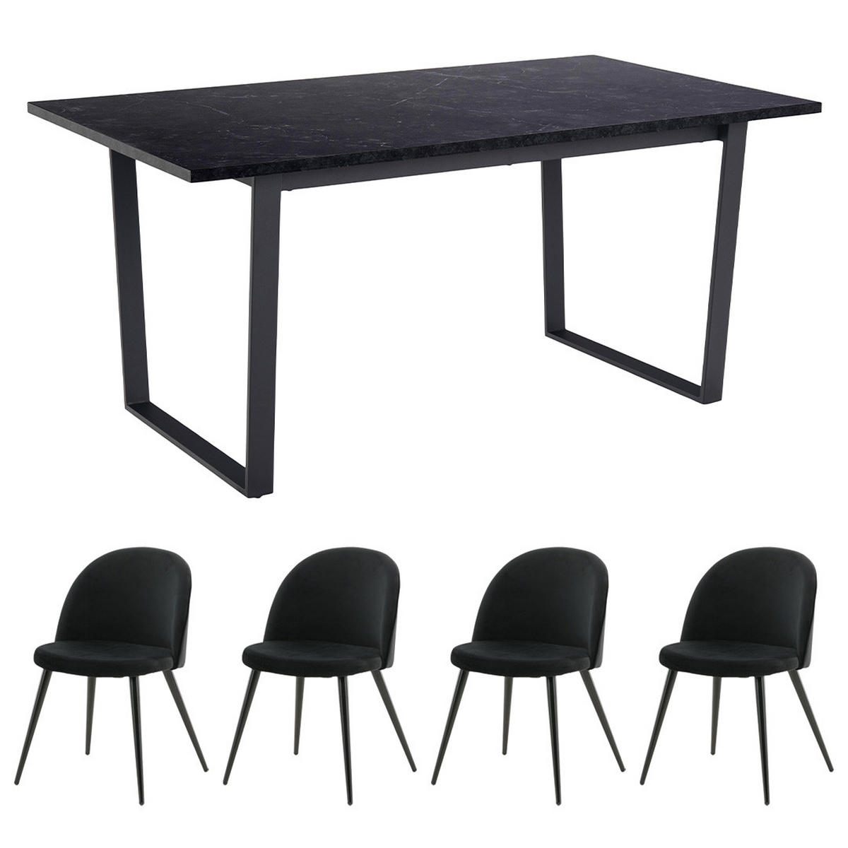 ESSGRUPPE 5-TLG. Tilst Schwarz - Schwarz, Holzwerkstoff/Textil (160/74/90cm) - ebuy24
