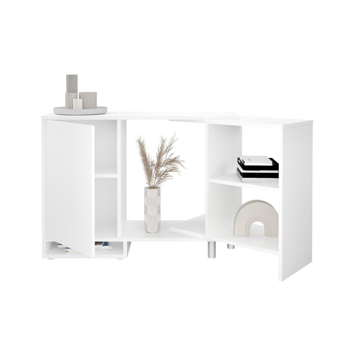 ECKMODULARES Aufbewahrungsmöbel - Flex - Weiß, Holzwerkstoff (33/73.6/133.5cm) - Calicosy