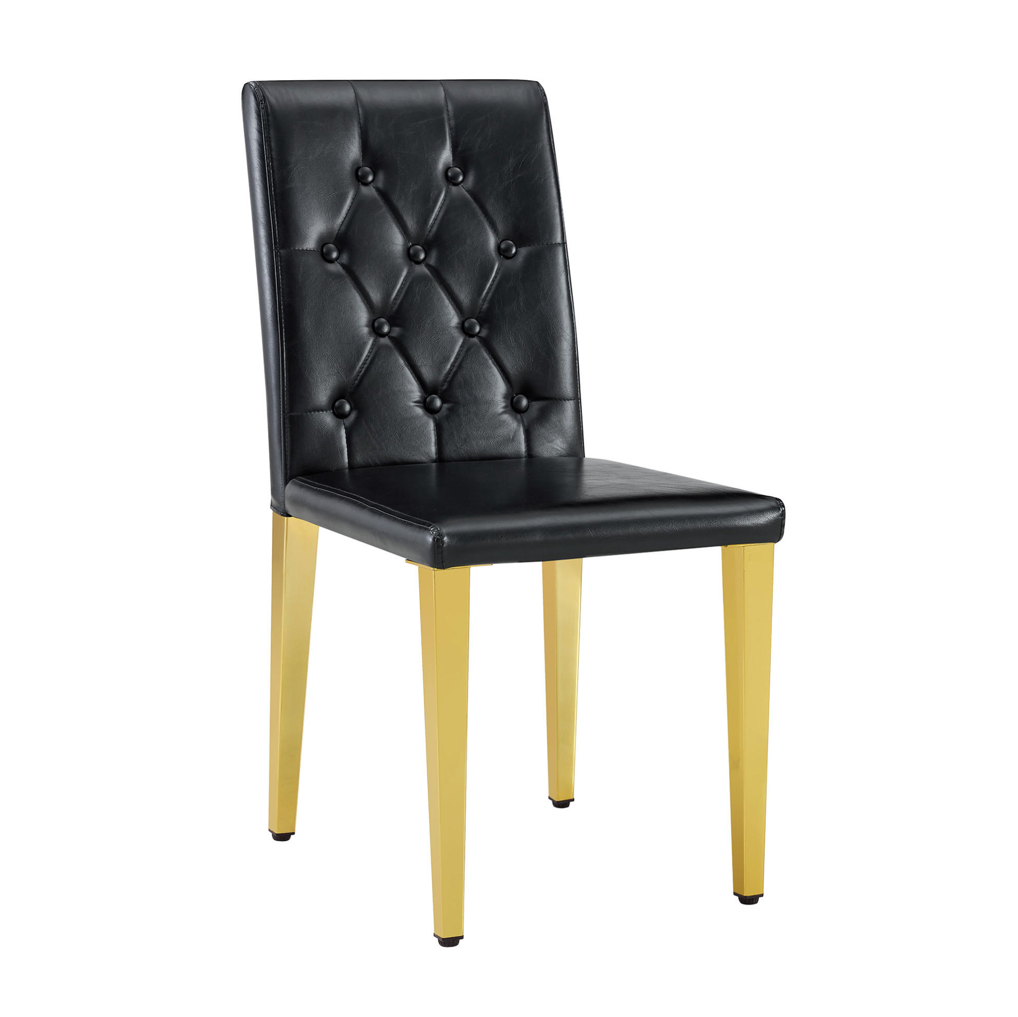 ESSZIMMERSTÜHLE 4er-Set 89 cm PU-Leder Schwarz mit goldfarbenen Metallbeinen - Schwarz, Metall (46/89/42cm) - Meubliv