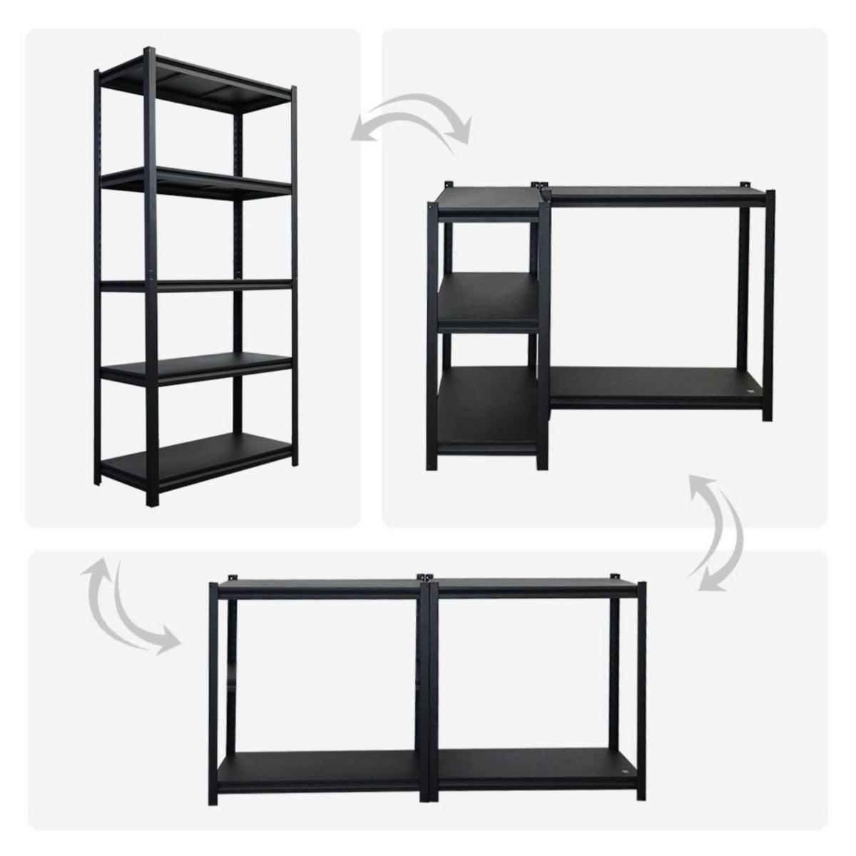 SCHWERLASTREGAL Thorin 2er-Set 180x90x40cm Fachlast 350 kg Schwarz - Schwarz, Metall (180/180/40cm) - PROREGAL