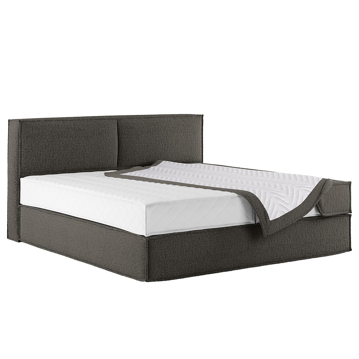 BOXSPRINGBETT mit Kopfteil - Premium - Anthrazit, Textil (180/200cm) - home24
