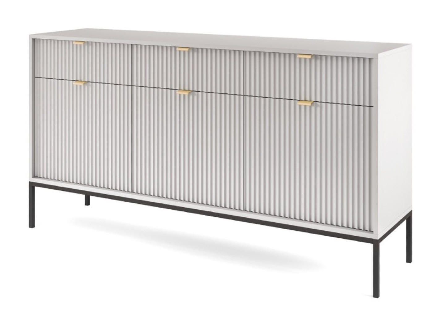 SIDEBOARD Grau NEW KSZ154 Gerillt Schwarz - Grau, Holzwerkstoff (154/83/39cm) - Sepro Meble
