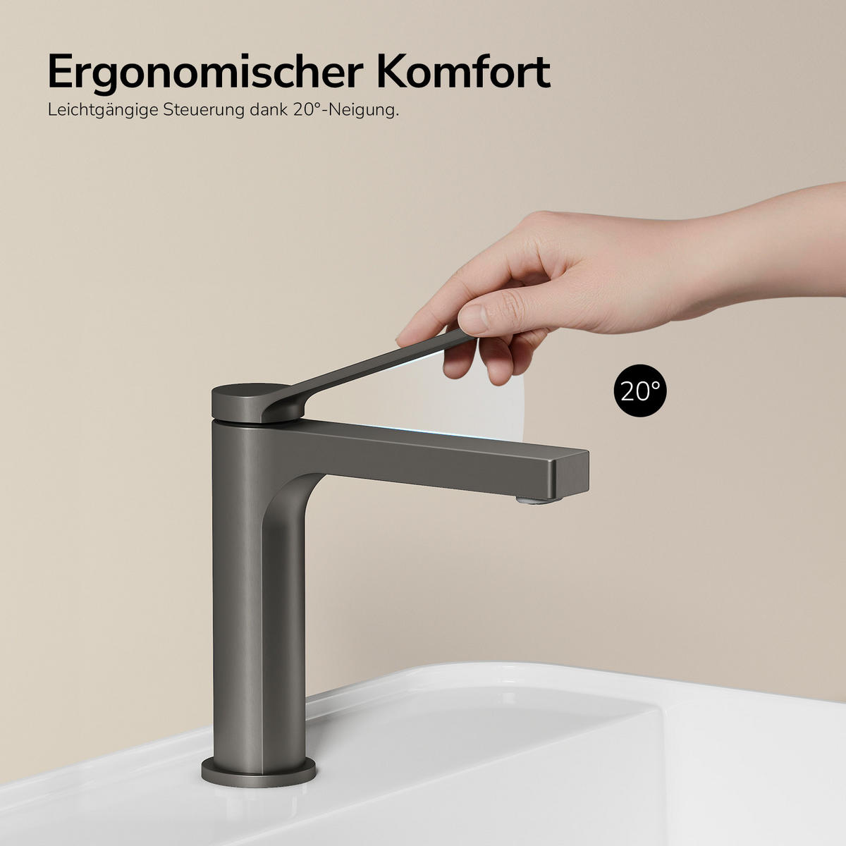 TVÄTTSTÄLLSBLANDARE Antracitgrå, 19,5/17,3/4,6 cm - Antracit, Metall (17.3/4.6/19.5cm) - EMKE