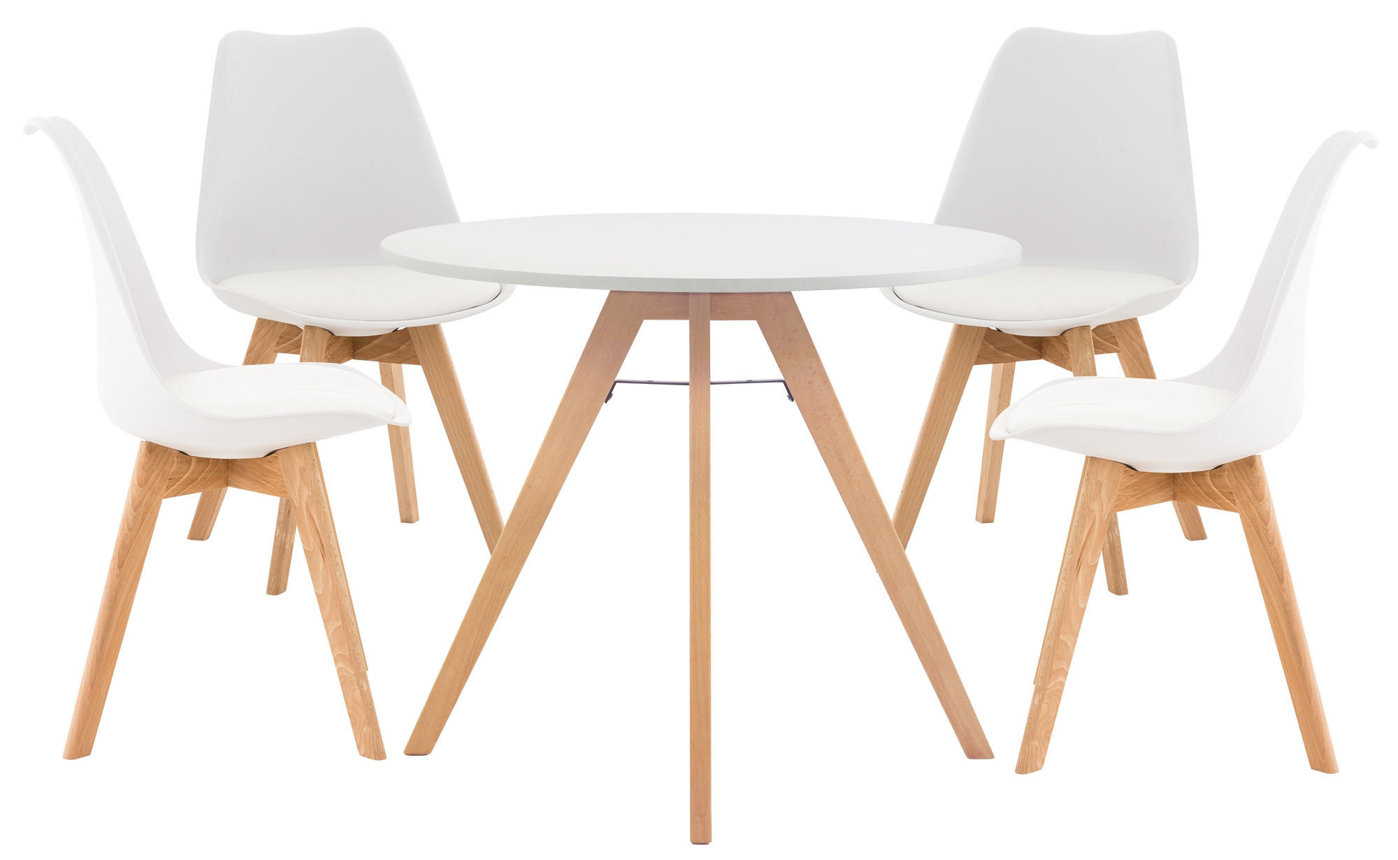 TISCHGRUPPE Holz Weiß (5-teilig) - Weiß, Holz (140/83/140cm) - CLP