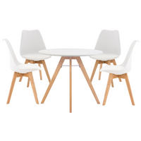 TISCHGRUPPE Holz Weiß (5-teilig) - Weiß, Holz (140/83/140cm) - CLP