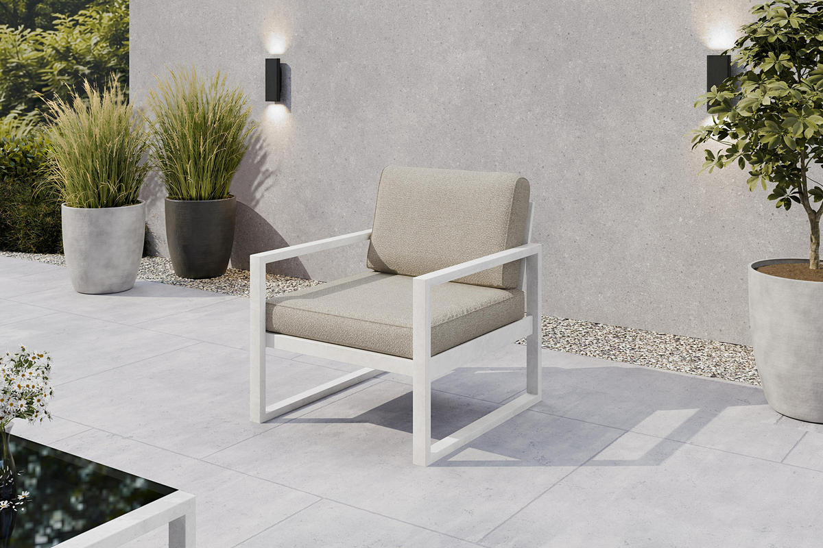 GARTENSESSEL Madera 76x80 cm, weiß, ecru - Ecru/Weiß, Kunststoff/Metall (76/86/80cm) - Margaret Hadas24