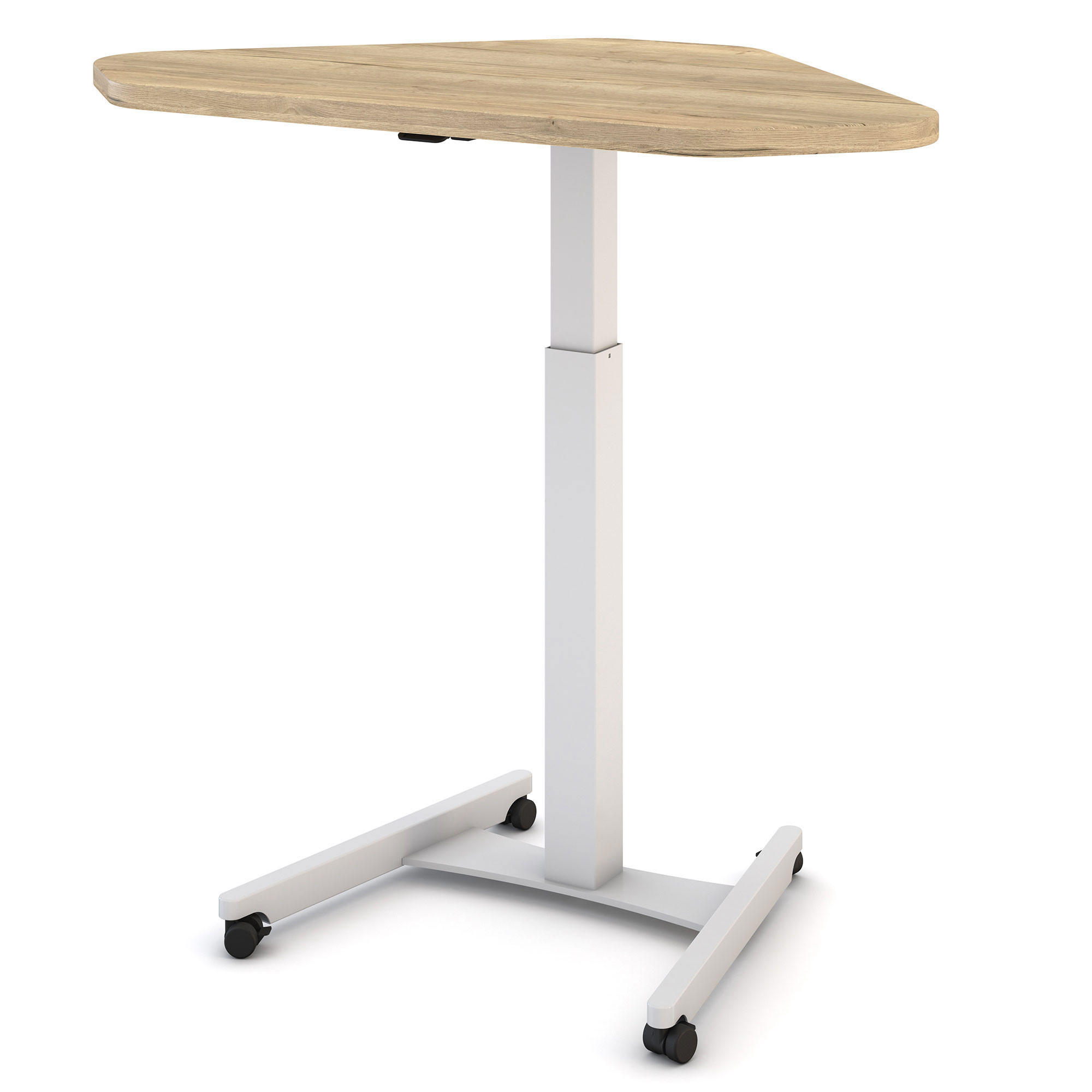 STEHPULT Höhenverstellbares Steh-Sitzpult Single Desk Eiche Natura Signalweiß /72-116cm - Weiß, Holz/Metall (67.5/108/72cm) - ASSMANN