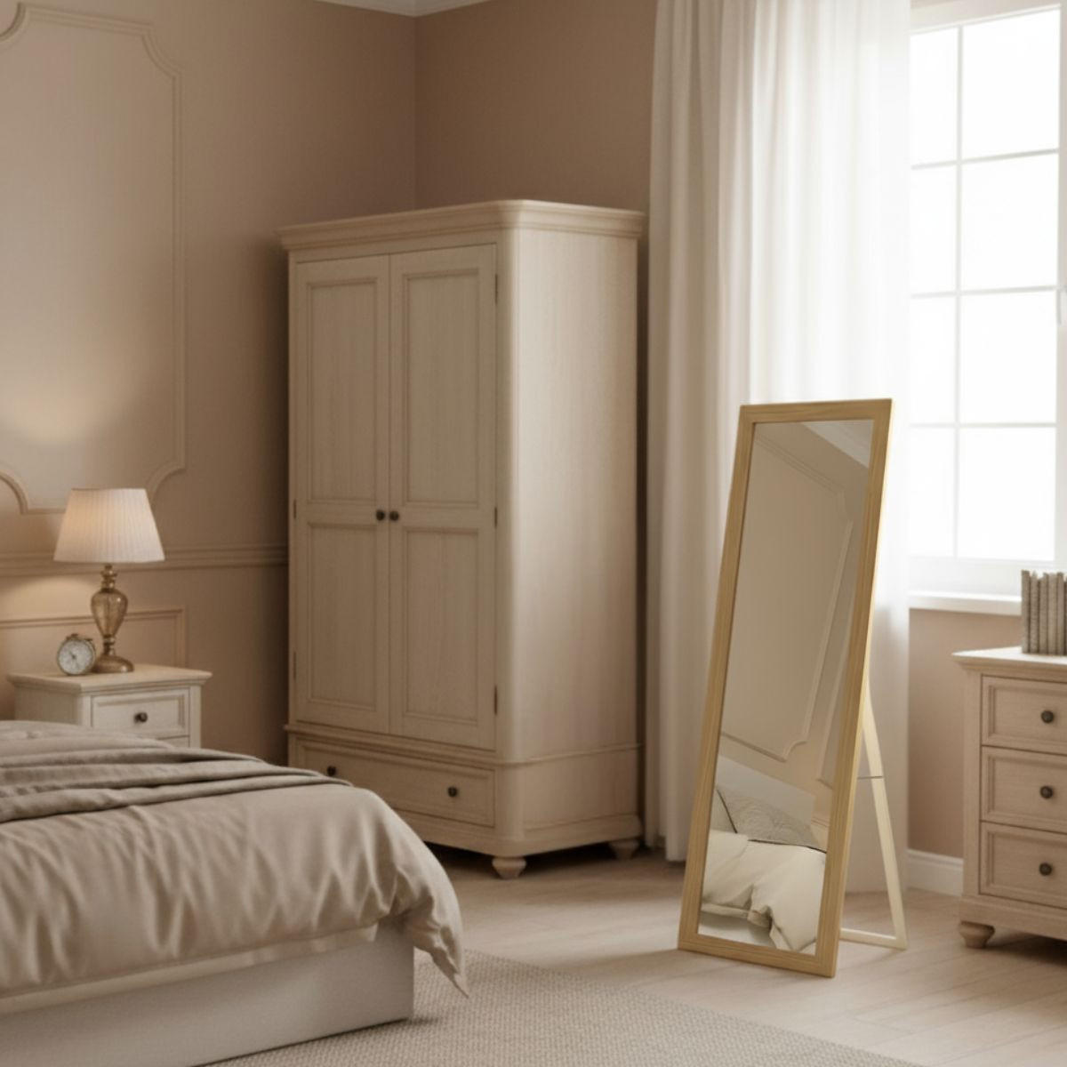 STANDSPIEGEL Havlys 127/37 cm - Hellbraun, Glas (37/127/2cm) - EDAXO