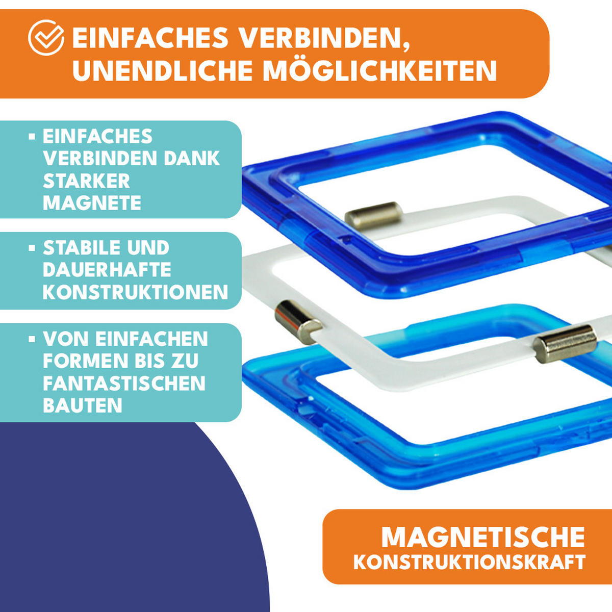 MAGNETISCHE BAUSTEINE 118 Teile - Multicolor, Kunststoff (5/5cm) - KRUMAD