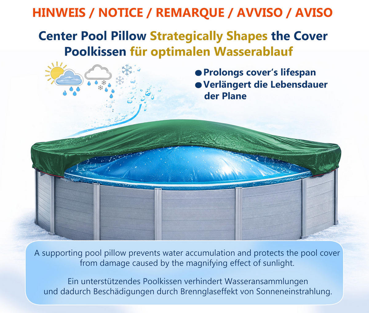 POOLABDECKUNG Rund Planenmaß Ø 380 cm für Pool 280-320 cm Grün - Grün, Kunststoff (380/380cm) - QUICK STAR