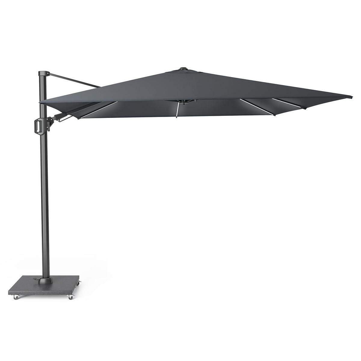 AMPELSCHIRM mit LED Beleuchtung 3 x 3 m Challenger T² Basic 360° kippbar anthrazit/anthrazit - Anthrazit, Metall (300/300cm) - Platinum