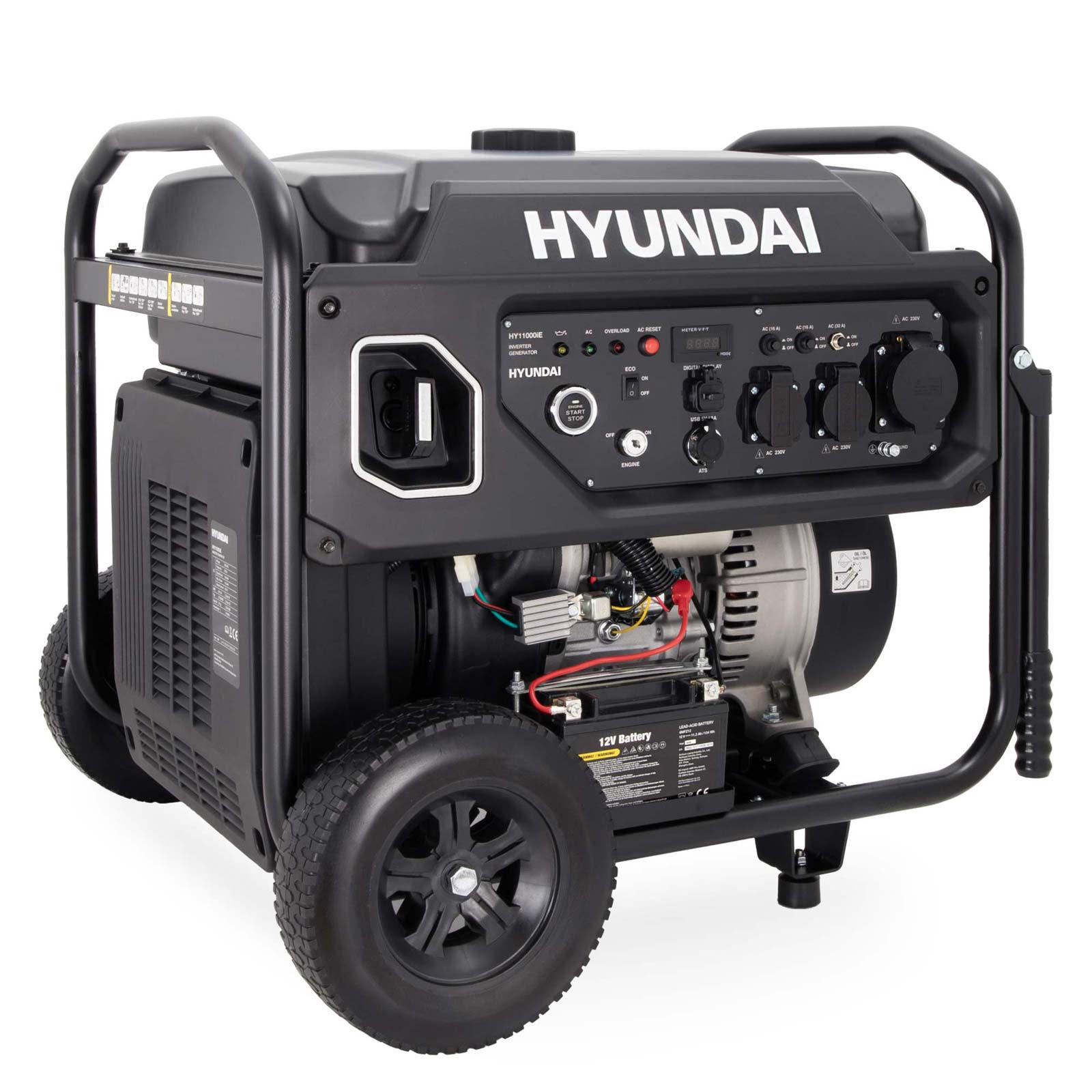 INVERTER-GENERATOR HY11000iE (11.0 kW, E-START, 2 x 230V, ECO-Modus) - Schwarz, Metall (68/55/58.5cm) - HYUNDAI