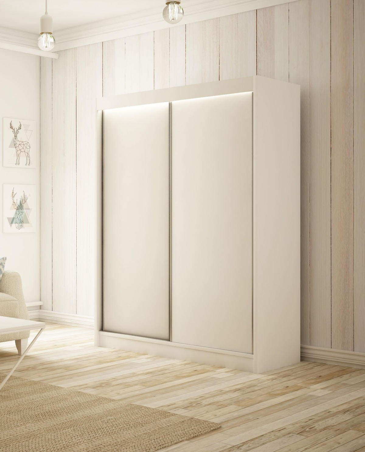 SCHWEBETÜRENSCHRANK Saturn 120 cm 2-türig, weiß - Weiß, Kunststoff (120/215/61cm) - Margaret Hadas24