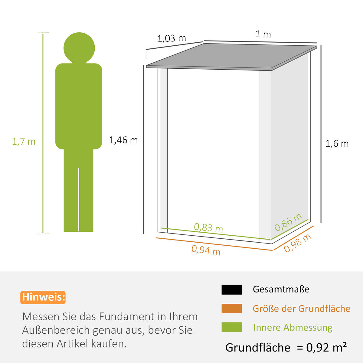 GERÄTEHAUS aus Stahl, Gartenschrank abschließbar, für Balkon, Terrasse, Dunkelgrau - Dunkelgrau, Metall (103/160/100cm) - Outsunny