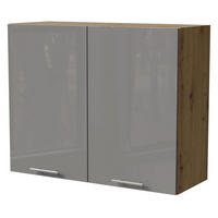 KÜCHENHÄNGESCHRANK Essen W3/90 Grau Hochglanz / Eiche Artisan Matt 90 / 32,5 / 72cm - Eiche Artisan/Grau, Holz/Holzwerkstoff (90/72/32.5cm) - Feldmann-Wohnen