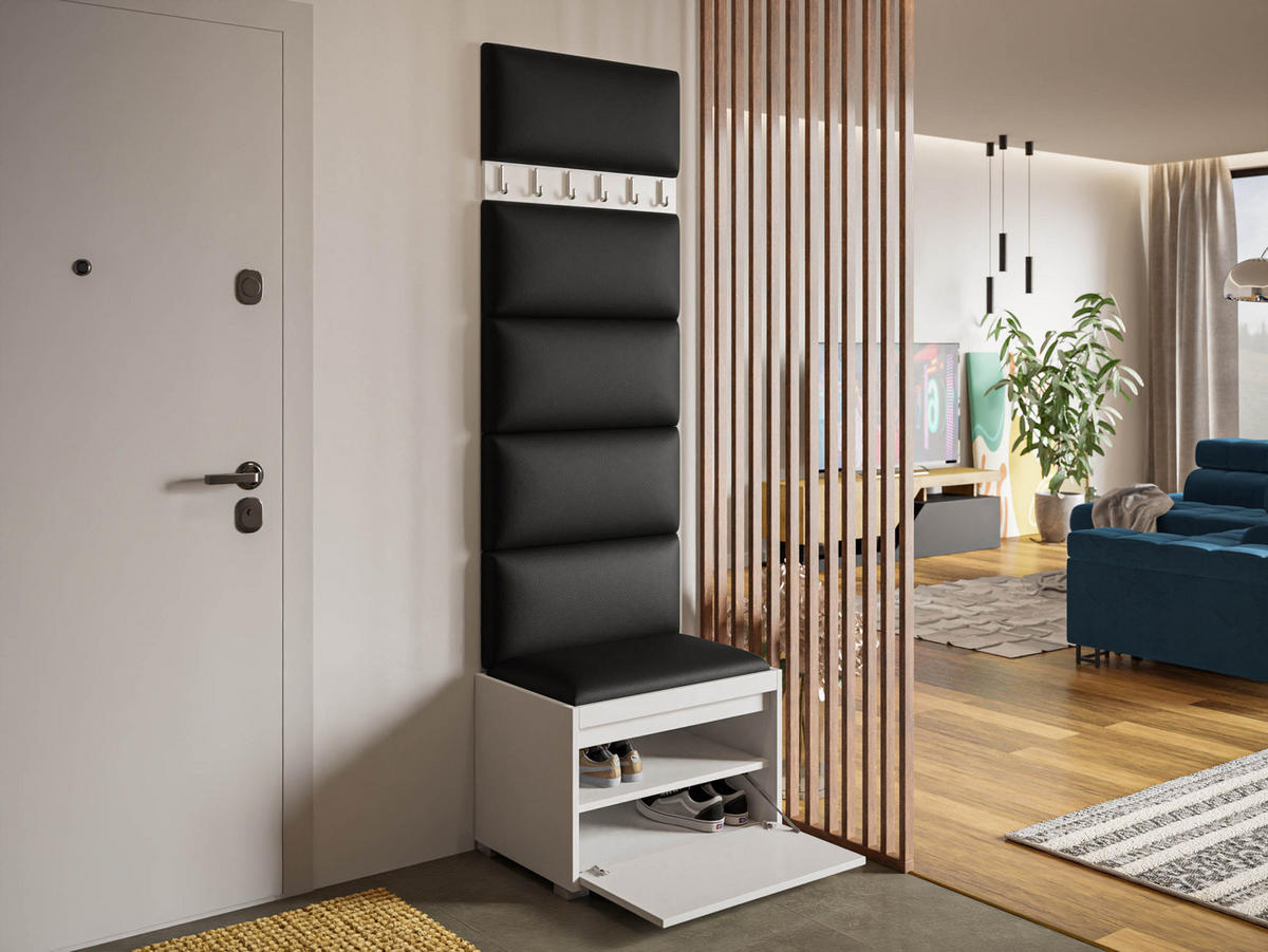 GARDEROBEN-SET Grawis 60 IV - Schwarz Hochglanz/Silberfarben, Holzwerkstoff/Kunststoff (64.5/45/34cm) - MIRJAN24